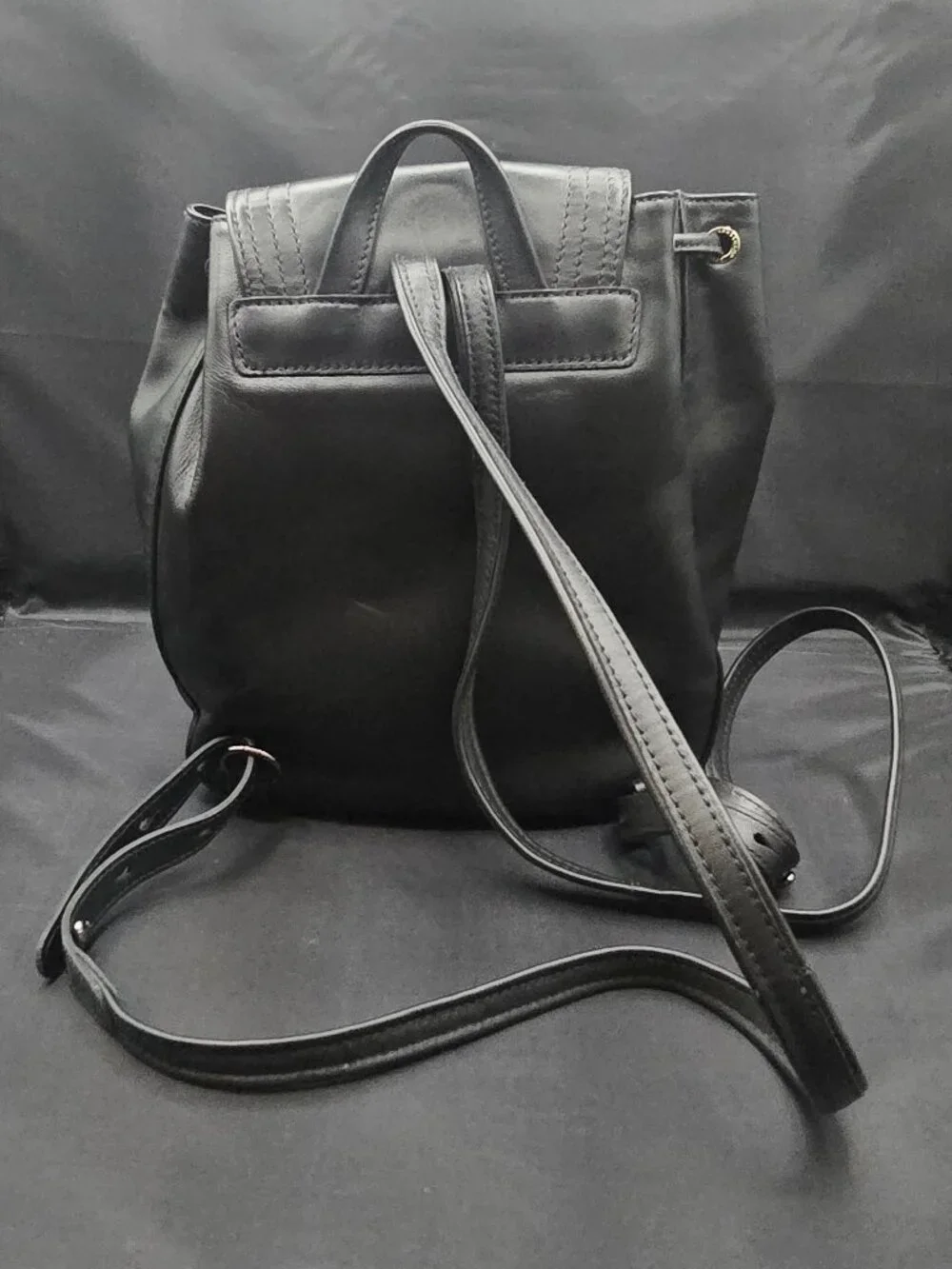 Longchamp Leather Flap Cavalcade Backpack Black